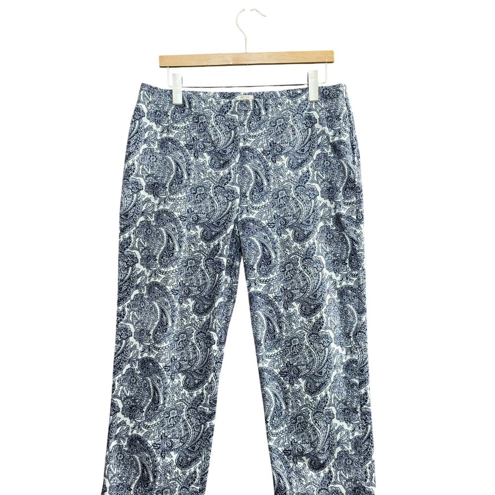 TALBOTS Heritage Pants Women's Sz‎ 10 Navy White Paisley Preppy Coastal Resort
